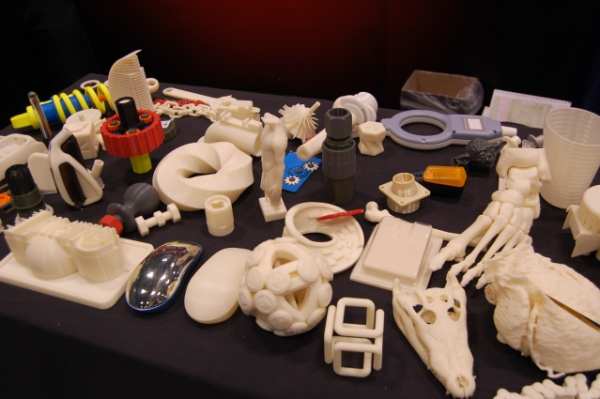 A selection of 3D printed objects. 