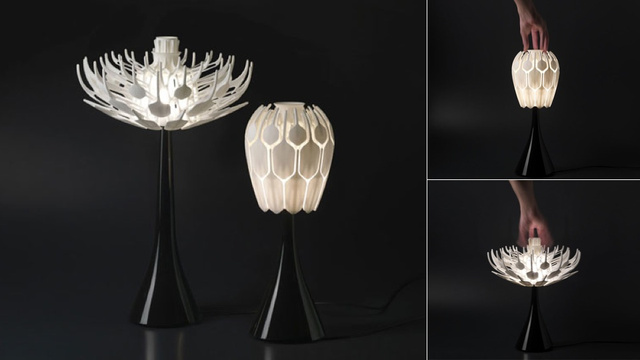 Lamp created using additive manufacturing.