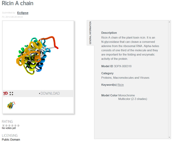 An example of the 3D models available on NIH's new exchange site. Courtesy of NIH.