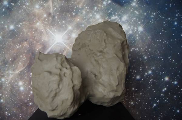 The 67P/Churyumov–Gerasimenko comet captured in 3D printed plastic to assist ESA scientists identify a landing site. Courtesy of Sculpteo.