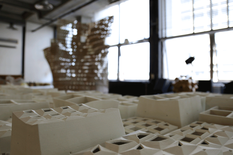 The 3D printed bricks used to build Bloom. Courtesy of Emerging Objects.