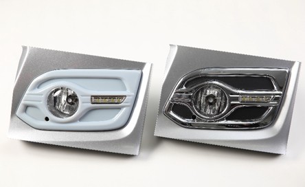 On the left is a prototype customization of a fog light, while the right is the finished product. Courtesy of Stratasys.