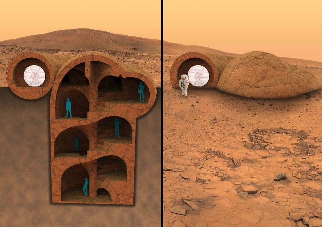 The RedWorks habitat design argues for building down, rather than up for life on Mars. Courtesy of RedWorks.