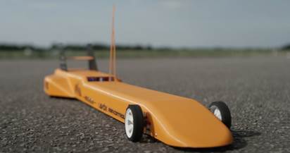 Built for speed, this 3D printed RC car is four feet long and can go faster than 100 mph. Courtesy of Ultimaker.