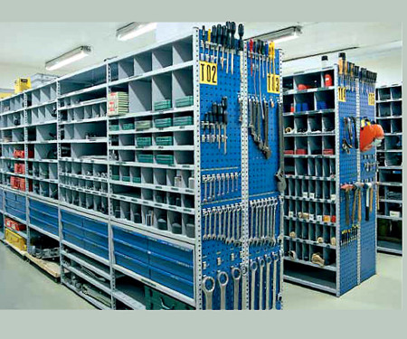Typical manufacturing plant tool crib, with organized and traceable parts and supplies for maintenance, repair and operations. (Image courtesy PSMI/Azoth)